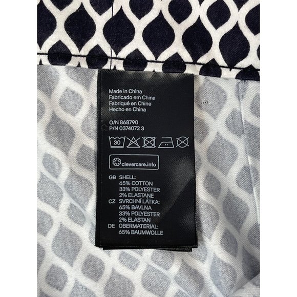 H&M Women's Pants Diamond Pattern 8 Black White Cotton Elastane Stretchy - Picture 6 of 9